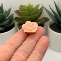 Peach Chunky Rose Flower Beads, 20x20mm