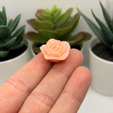 Peach Chunky Rose Flower Beads, 20x20mm
