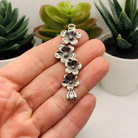 4, 20 or 50 Pieces: Silver Plumeria Plum Blossom Charms