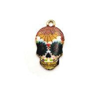 4, 20 or 50 Pieces: Enamel Sugar Skull Day of the Dead Dia De Los Muertos Skeleton Charms