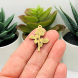4, 20 or 50 Pieces: Pink and White Enamel Rose Charms