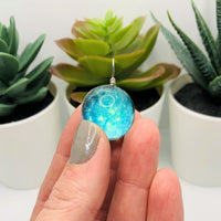 2 Wire Wrapped Glass Blue Galaxy Nebula Pendant Charms