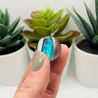 2 Wire Wrapped Glass Blue Galaxy Nebula Pendant Charms
