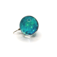 2 Wire Wrapped Glass Blue Galaxy Nebula Pendant Charms