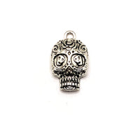 4, 20 or 50 Pieces: Silver Sugar Skull Dia De Los Muertos 3D Charms