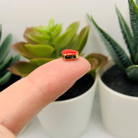 Tiny Red and Gold Enamel Heart Charms, 8x7mm