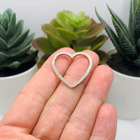 4, 20 or 50 Pieces: Silver Open Heart Connector Charms