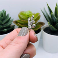 4, 20 or 50 Pieces: Silver Prickly Pear Cactus Charms - Double Sided