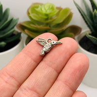 4, 20 or 50 Pieces: Small Silver Hummingbird Charms