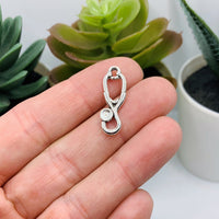 4, 20 or 50 Pieces: Silver Stethoscope Doctor Charms - Double Sided