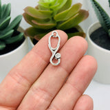 4, 20 or 50 Pieces: Silver Stethoscope Doctor Charms - Double Sided