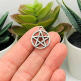 4, 20 or 50 Pieces: Silver Pentacle Pentagram Wiccan Charms - Double Sided