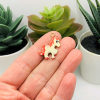 4 or 12 Pieces: Pink and White Enamel Unicorn Charms
