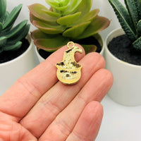 4 or 12 Pieces: Enamel Pumpkin Witch Halloween Charms