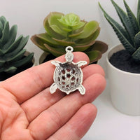 4, 20 or 50 Pieces: Silver Turtle Tortoise Charms