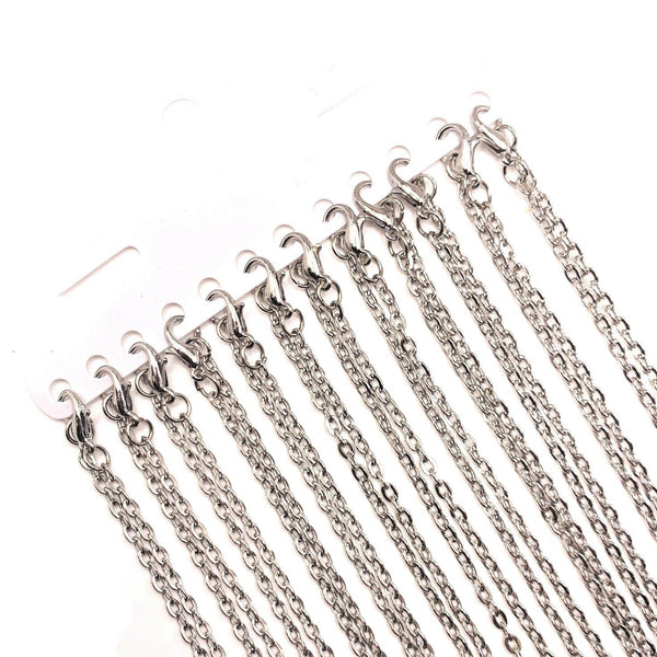 12 or 72 Pieces: 17 7/8" Pre-made Antiqued Silver Necklace Chains