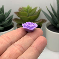 Purple Chunky Rose Flower Beads, 20x20mm