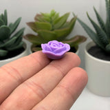 Purple Chunky Rose Flower Beads, 20x20mm