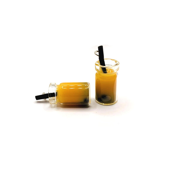 4 or 12 Pieces: Peach Boba Milk Tea 3D Charms