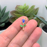 4, 20 or 50 Pieces: Blue Enamel Rose Charms