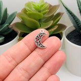 4, 20 or 50 Pieces: Silver Filigree Crescent Moon Charms - Double Sided