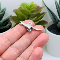 4, 20 or 50 Pieces: Silver Velociraptor 3D Dinosaur Charms