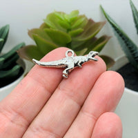 4, 20 or 50 Pieces: Silver Velociraptor 3D Dinosaur Charms