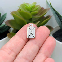 4, 20 or 50 Pieces: Silver Envelope Charms, Travel Charm, Mail, Letter Charm, 16 x 9 mm