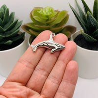 4, 20 or 50 Pieces: Silver Killer Whale Orca Charms