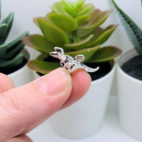 4, 20 or 50 Pieces: Silver Velociraptor 3D Dinosaur Charms