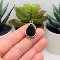 4, 20 or 50 Pieces: Black and Gold Acrylic Teardrop Charms