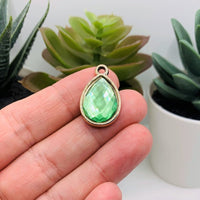 4, 20 or 50 Pieces: Light Green and Gold Acrylic Teardrop Charms