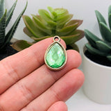 4, 20 or 50 Pieces: Light Green and Gold Acrylic Teardrop Charms