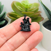 4, 20 or 50 Pieces: Black Enamel Haunted House Halloween Charms