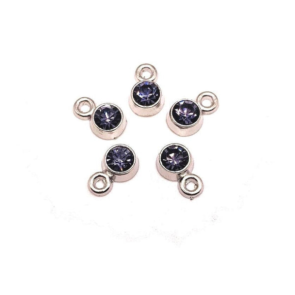 4, 20 or 50 Pieces: Small Purple February Birthstone Rhinestone Charms