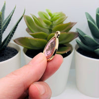 4, 20 or 50 Pieces: Light Pink and Gold Acrylic Teardrop Charms