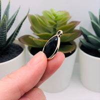 4, 20 or 50 Pieces: Black and Gold Acrylic Teardrop Charms