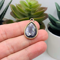 4, 20 or 50 Pieces: Gray and Gold Acrylic Teardrop Charms