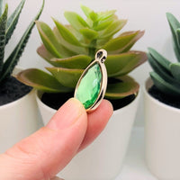 4, 20 or 50 Pieces: Light Green and Gold Acrylic Teardrop Charms