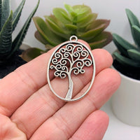 4, 20 or 50 Pieces: Silver Oval Tree of Life Pendants