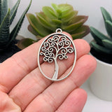 4, 20 or 50 Pieces: Silver Oval Tree of Life Pendants