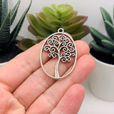 4, 20 or 50 Pieces: Silver Oval Tree of Life Pendants