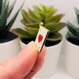 Ace of Hearts Enamel Playing Card Charms, 19x14mm