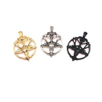 1, 4 or 20 Pieces: Gold Satanic Baphomet Pentagram Charms