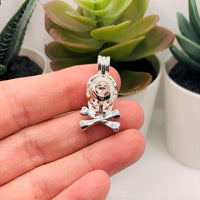 4 or 20 Pieces: Silver Plated Skull and Crossbones Bead Diffuser Lockets