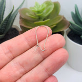 Antique Silver Kidney Earring Wires, 11x24mm