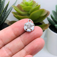 4, 20 or 50 Pieces: Silver Sand Dollar Charms
