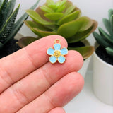 4, 20 or 50 Pieces: Light Blue and Gold Flower Charms