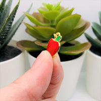 4, 20 or 50 Pieces: Red Enamel and Gold Apple Charms