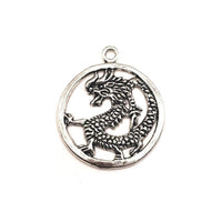 4, 20 or 50 Pieces: Large Silver Chinese Dragon Pendants